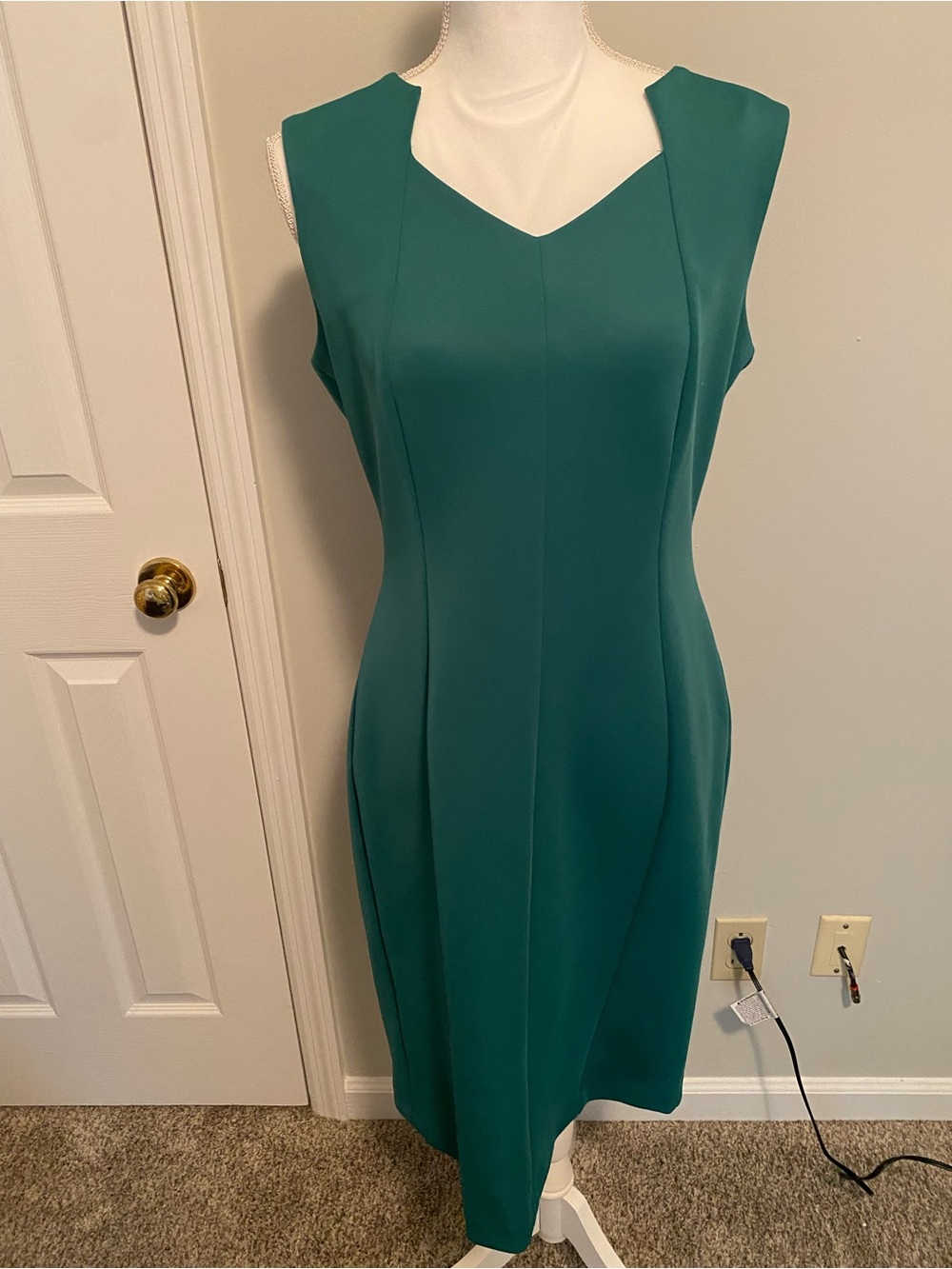 Calvin Klein Sleeveless Kelly Green Sheath Dress Midi Dress Size 12